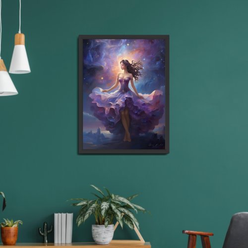 The Dancing Girl and the Cosmic Universe Framed Art