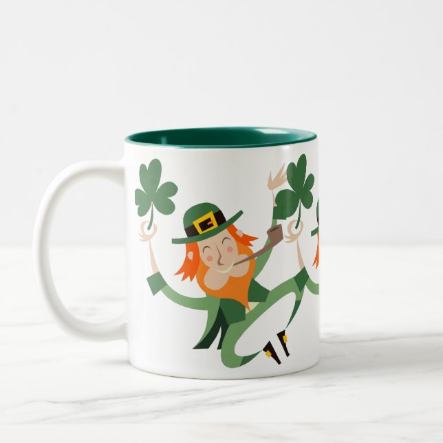 The Dancing Leprechaun Two-Tone Coffee Mug (Left)