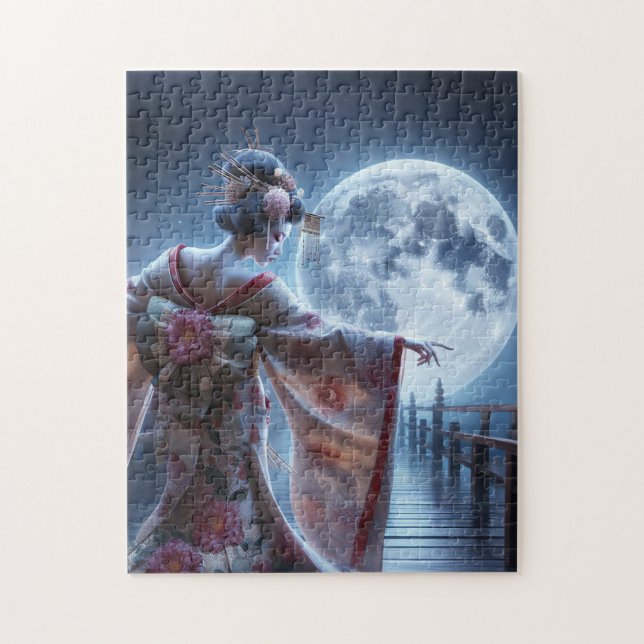 The dancing of the geisha on the moon jigsaw puzzle (Vertical)