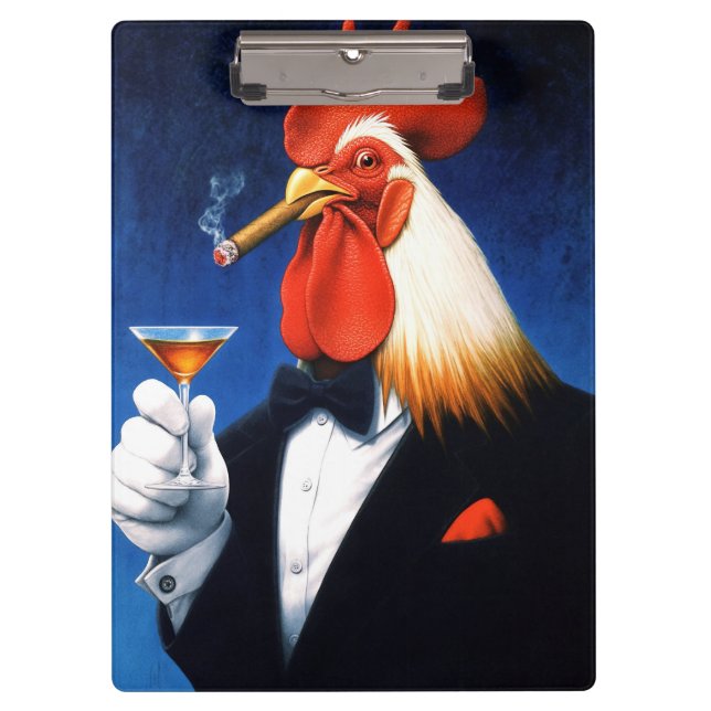 The Dapper Rooster | Funny Gentleman's Club Clipboard (Front)