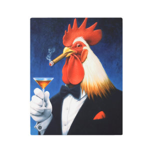 The Dapper Rooster   Funny Gentleman's Club Metal Print