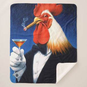 The Dapper Rooster   Funny Gentleman's Club Sherpa Blanket
