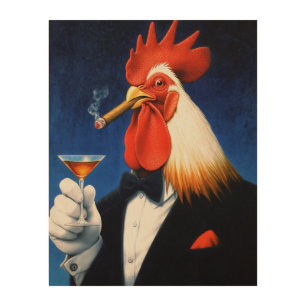 The Dapper Rooster Funny Gentleman's Club Wood Wall Art
