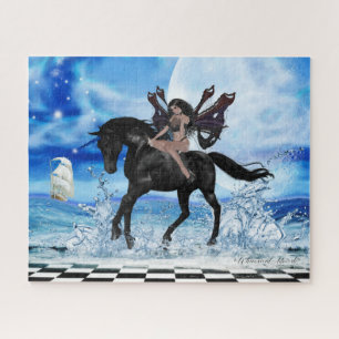 The Dark Angel and her Black Unicorn Jigsaw Puzzle
