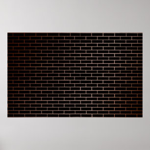 The dark black brick wall has a rough surface as a poster