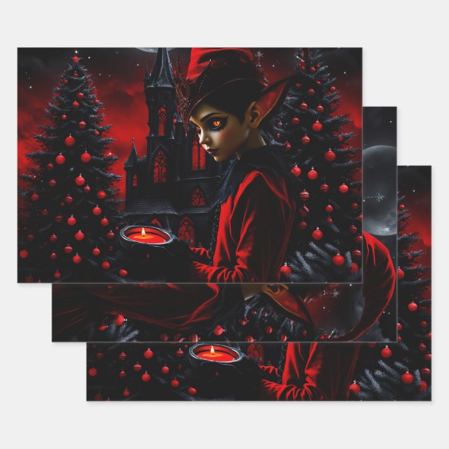 The dark christmas time.  wrapping paper sheets (Set)