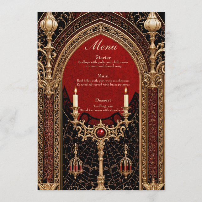 The dark elegance of the Gothic style. Menu (Front)