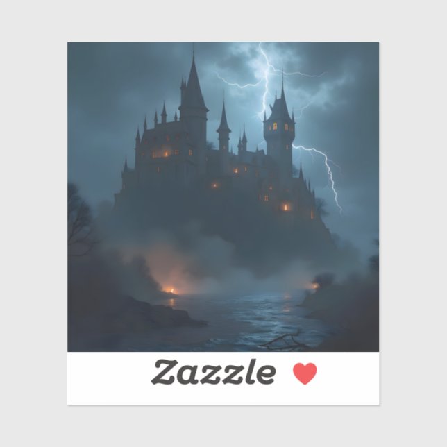 The Dark Hold – Gothic Fantasy Fortress Square  Sticker (Sheet)
