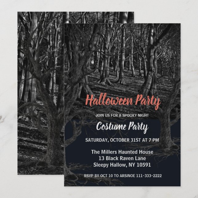 The Dark Woods Halloween Party Invitation (Front/Back)