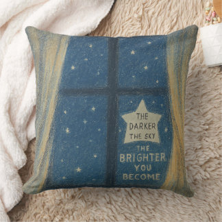 The Darker the Sky Inspirational Moonlight Throw Pillow