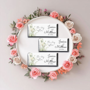 The day after Dusty Sage Green Flowers Wedding Hershey Bar Favors