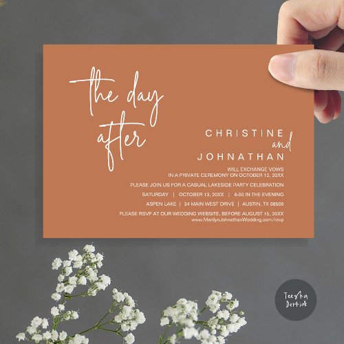 The Day After Post Wedding Elopement Party Copper Invitation