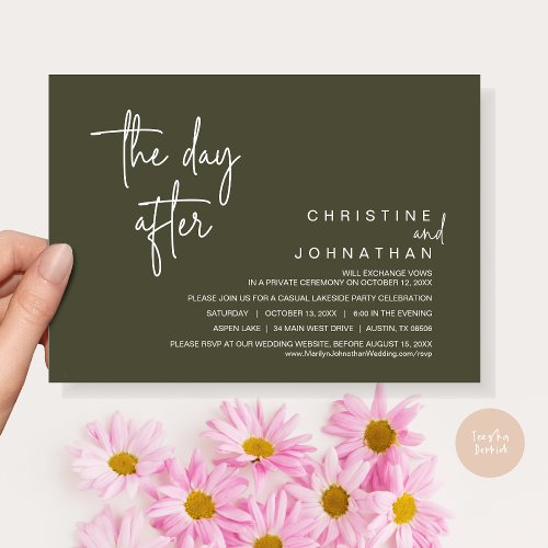 The Day After Post Wedding Elopement Party Olive Invitation