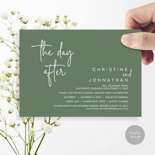 The Day After Post Wedding Elopement Party Sage Invitation