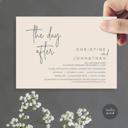 The Day After Post Wedding Party Cream Dark Grey Invitation