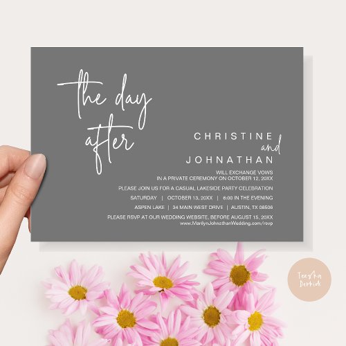 The Day After Post Wedding Party Dark Grey Invitation