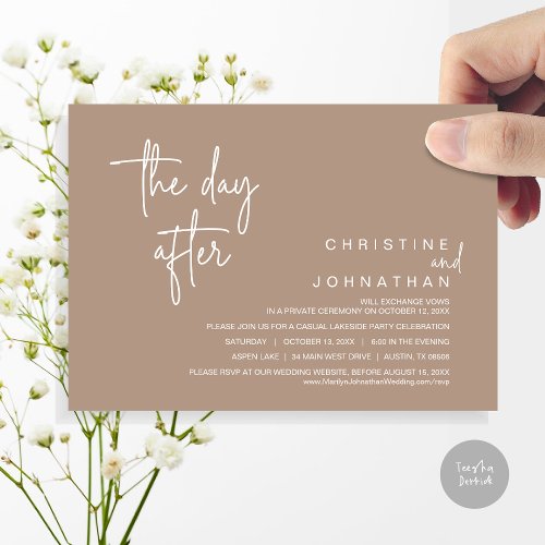 The Day After Post Wedding Party Warm Taupe Invitation
