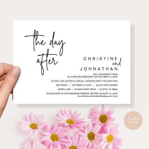 The Day After Wedding Elopement Dinner Party Invitation