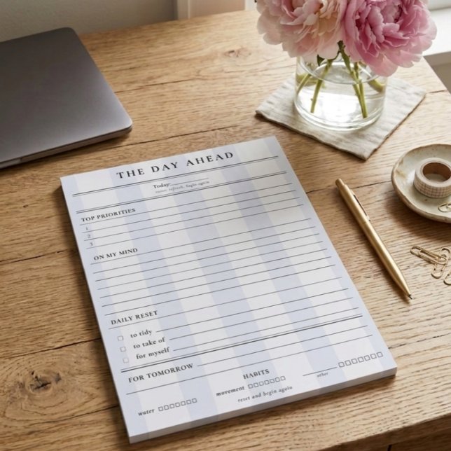 The Day Ahead Notepad | Preppy Daily Planning Pad (Creator Uploaded)