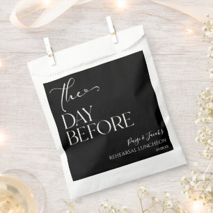 The Day Before Minimal Wedding Rehearsal Luncheon Favor Bag
