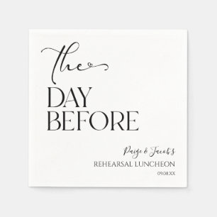 The Day Before Minimal Wedding Rehearsal Luncheon Napkins