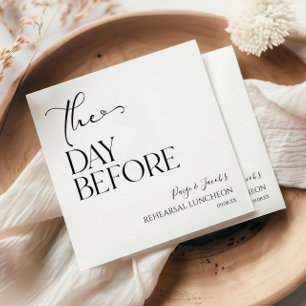 The Day Before Minimal Wedding Rehearsal Luncheon Napkins