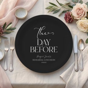 The Day Before Minimal Wedding Rehearsal Luncheon Paper Plates