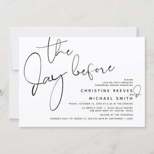 The Day Before Wedding Rehearsal Dinner  Invitation