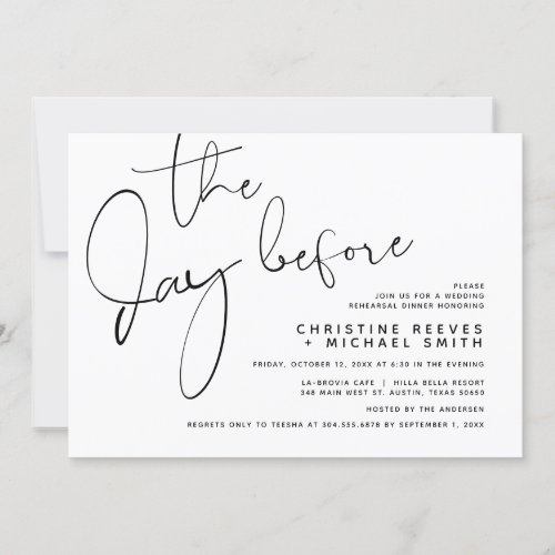 The Day Before Wedding Rehearsal Dinner  Invitation