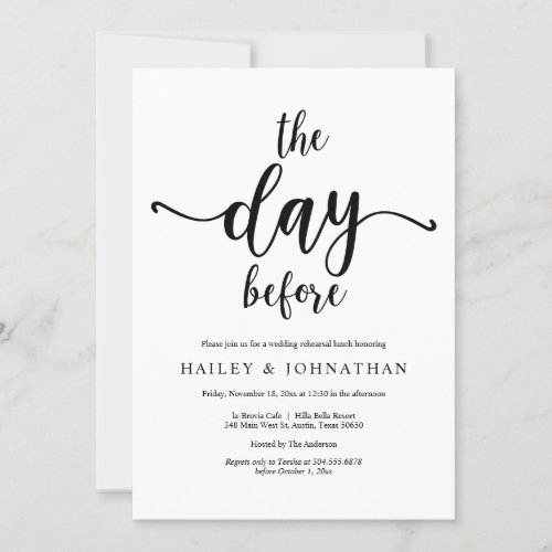 The day before Wedding Rehearsal Lunch or Brunch Invitation