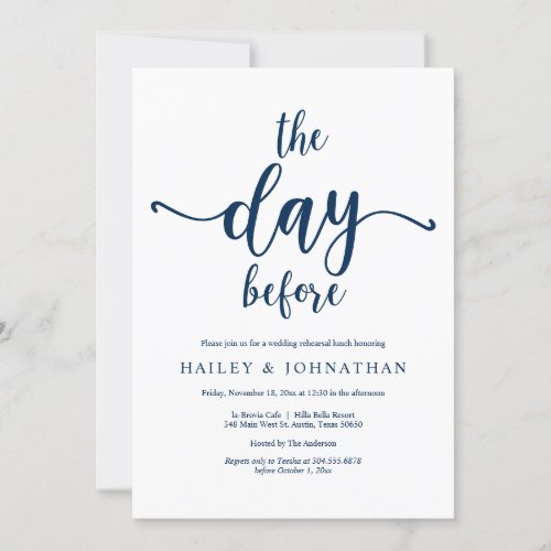 The day before Wedding Rehearsal Lunch or Brunch Invitation