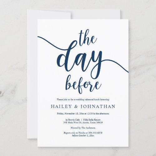 The day before Wedding Rehearsal Lunch or Brunch Invitation