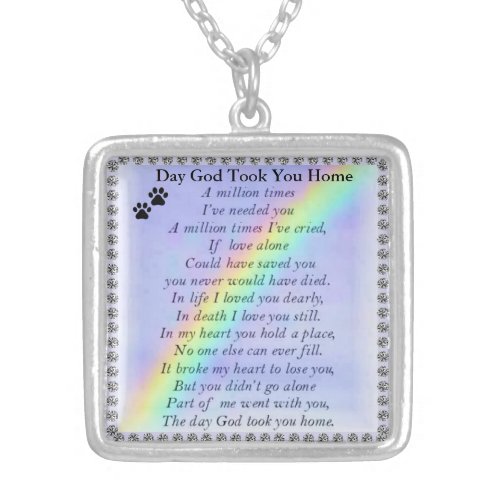 The Day God Took You Home  Pet Memorial Necklace