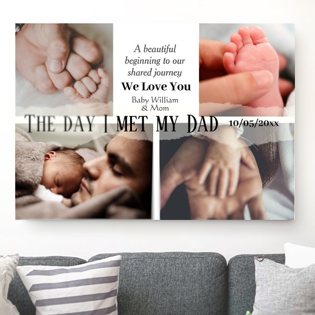 The Day I Met My Dad 4 Photo collage Father's day Canvas Print (Creator Uploaded)