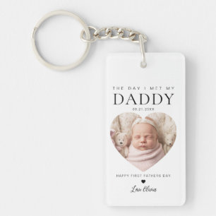 The Day I Met My Daddy First Fathers Day Photo Keychain