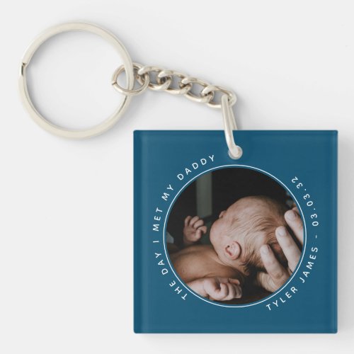 The Day I Met My Daddy Photo First Fathers Day Keychain