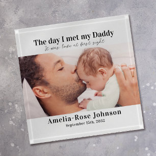The Day I Met My Daddy Photo First Father's Day Paperweight