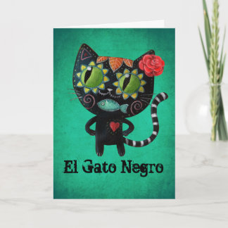 The Day of The Dead Black Cat Card