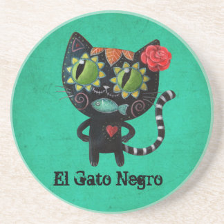 The Day of The Dead Black Cat Drink Coaster