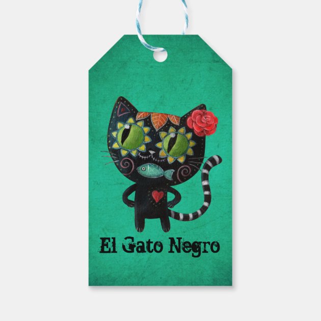 The Day Of The Dead Black Cat Gift Tags