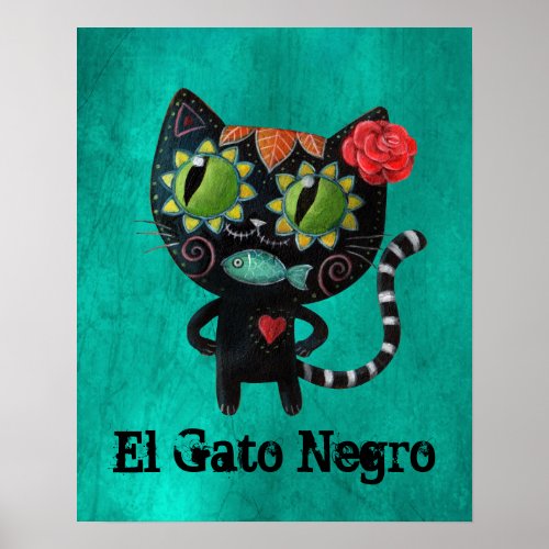 The Day of The Dead Black Cat Poster
