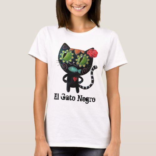 The Day of The Dead Black Cat T_Shirt