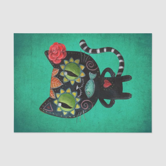 The Day of The Dead Black Cat Tissue Paper (Front)