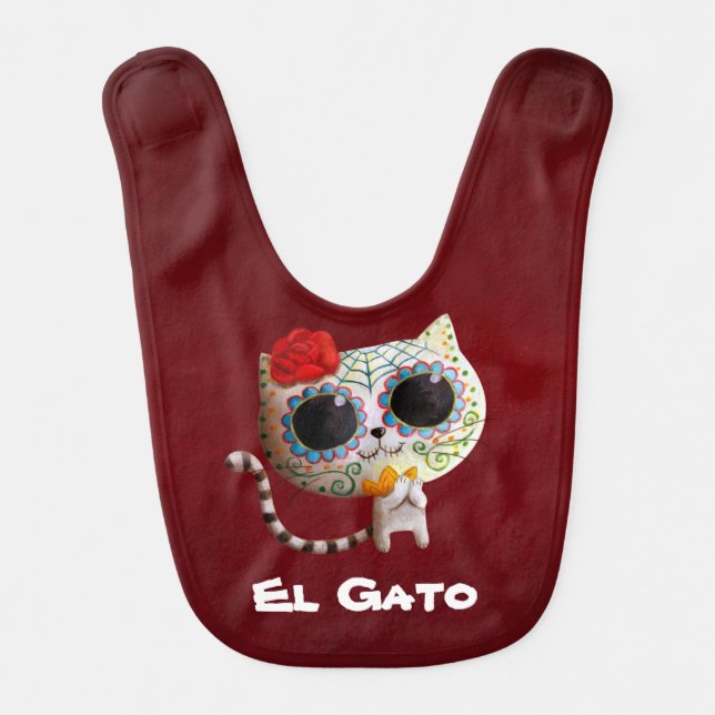 The Day of The Dead Cute Cat Bib (Front)