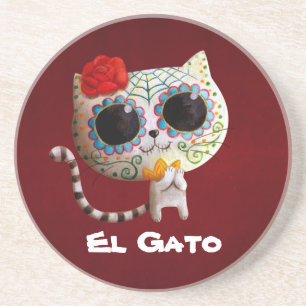 The Day of The Dead Cute Cat Drink Coaster