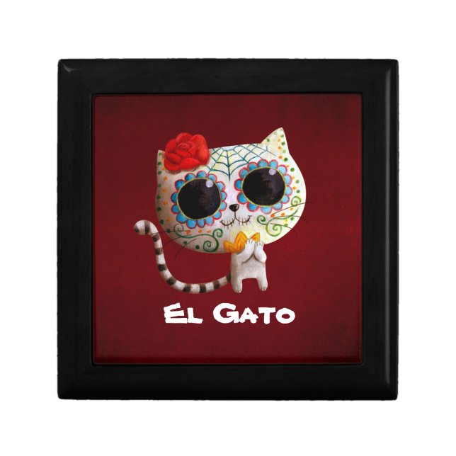 The Day of The Dead Cute Cat Keepsake Box (Front)