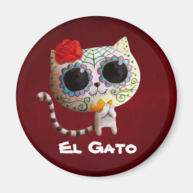 The Day of The Dead Cute Cat Magnet (Front)