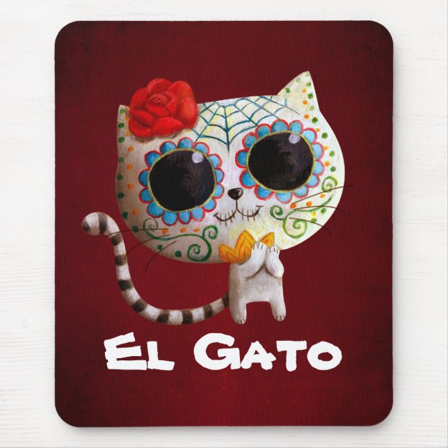 The Day of The Dead Cute Cat Mouse Pad (Front)