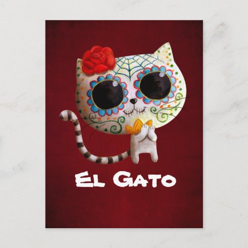 The Day of The Dead Cute Cat Postcard