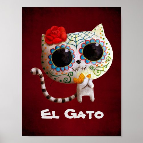 The Day of The Dead Cute Cat Poster